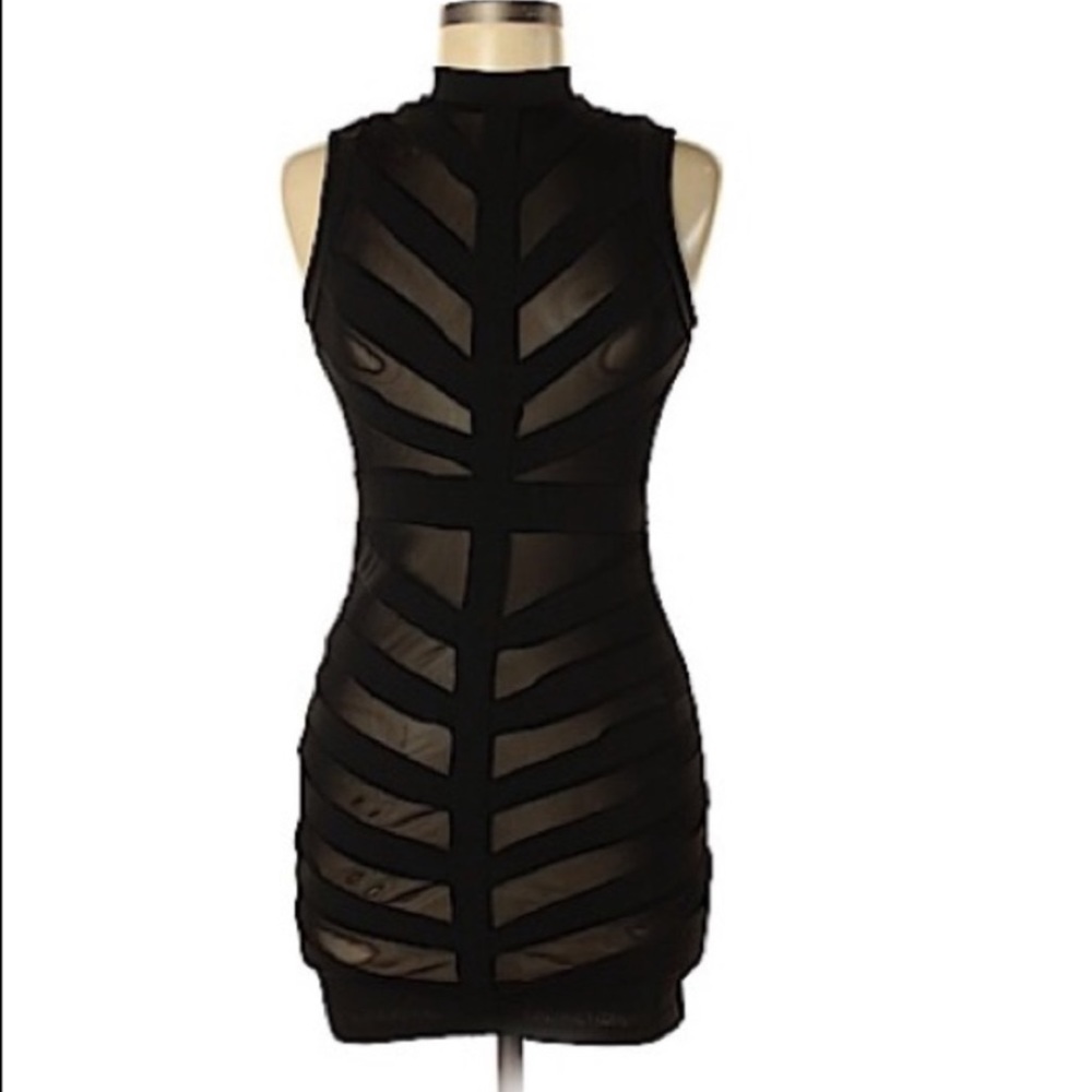 Super Sexy Privy Mesh Black Mini Dress
